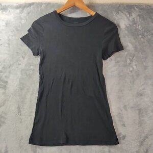 J Crew Womens Black Fitted Tee Shirt Medium Stretch Cotton Classic Closet Staple